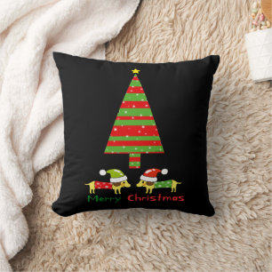 Merry Christmas (Santa dogs) Throw Pillow