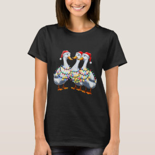 Merry Christmas Santa Duck Goose Xmas Tree Light F T-Shirt
