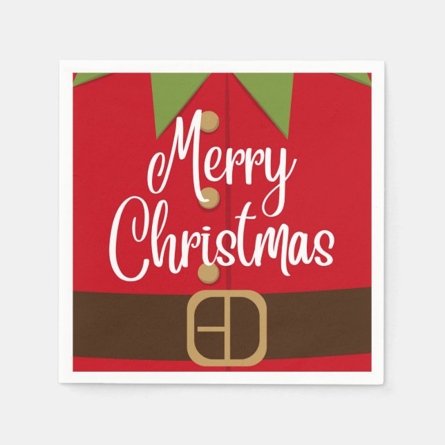 Merry Christmas Santa Elf Suit Napkin (Front)