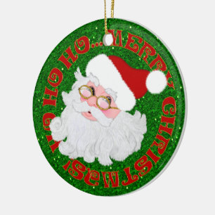 Merry Christmas Santa Face ROUND ORNAMENT