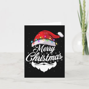 Merry Christmas Santa Face With Red Hat Lights Xma Card