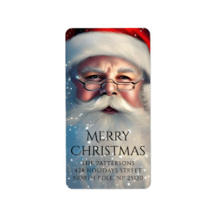 Merry Christmas Santa Festive Winter Holidays Label