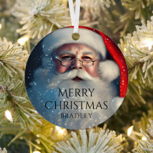 Merry Christmas Santa Festive Winter Holidays  Metal Ornament