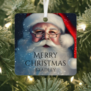 Merry Christmas Santa Festive Winter Holidays Metal Ornament