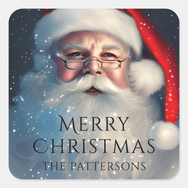Merry Christmas Santa Festive Winter Holidays  Square Sticker (Front)