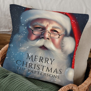 Merry Christmas Santa Festive Winter Holidays  Throw Pillow