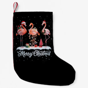 Merry Christmas Santa Flamingo Light Snow Xmas Small Christmas Stocking
