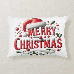 Merry Christmas Santa Hat Accent Pillow