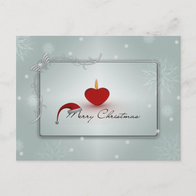 Merry Christmas Santa Hat And Candle Postcard (Front)