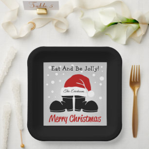 Merry Christmas Santa Hat/Boots Paper Plate