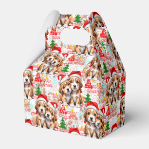 Merry Christmas Santa Hat Dog Puppy Design - White Favor Box