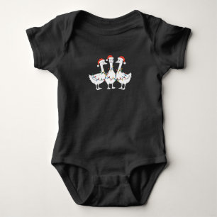 Merry Christmas Santa Hat Ducks Holiday Xmas Duck Baby Bodysuit