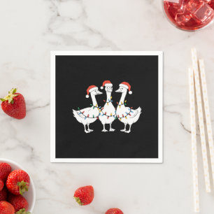 Merry Christmas Santa Hat Ducks Holiday Xmas Duck Napkin