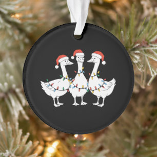 Merry Christmas Santa Hat Ducks Holiday Xmas Duck Ornament