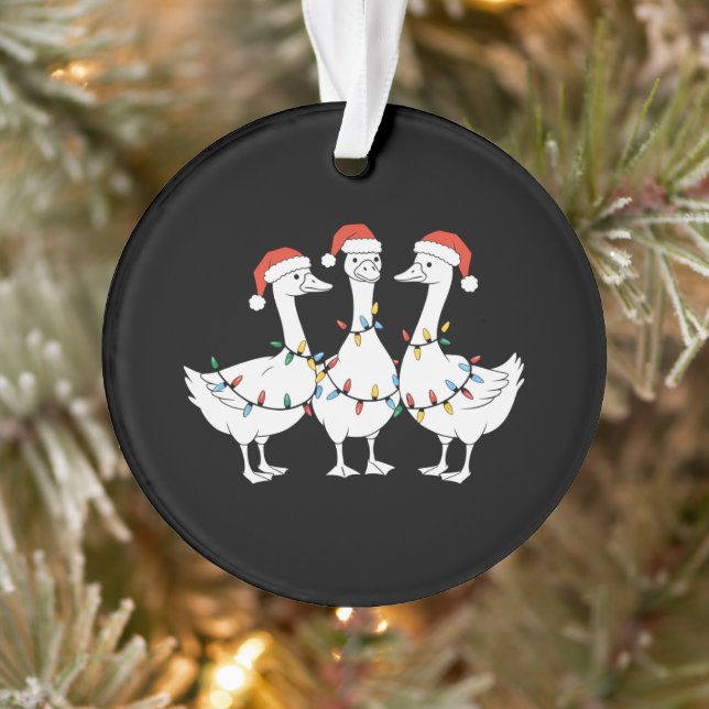 Merry Christmas Santa Hat Ducks Holiday Xmas Duck Ornament (Tree)