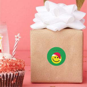 Merry Christmas Santa Hat Emoji Classic Round Stic Sticker
