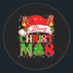 Merry Christmas Santa Hat Family Matching Pajamas  Classic Round Sticker<br><div class="desc">Merry Christmas Santa Hat Family Matching Pajamas Pjs Xmas</div>