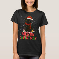 Merry Christmas Santa Hat Funny Black Cat Men Wome