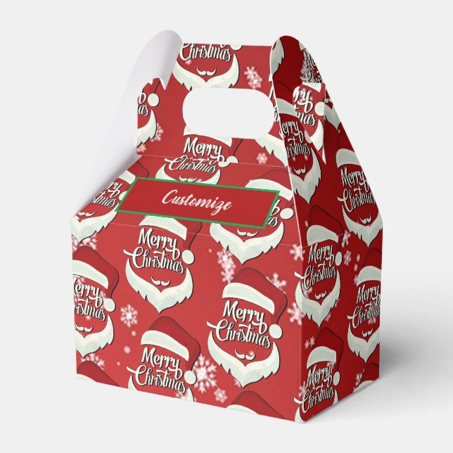 Merry Christmas Santa Hat Gable Favor Box (Front Side)