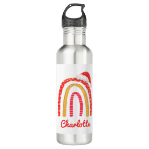 Merry Christmas Santa Hat Rainbow Personalized 710 Ml Water Bottle