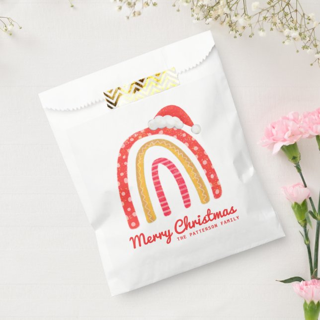 Merry Christmas Santa Hat Rainbow Personalized Favour Bag (Sealed)
