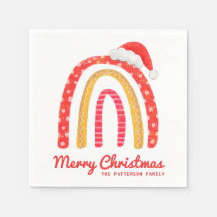Merry Christmas Santa Hat Rainbow Personalized Napkin