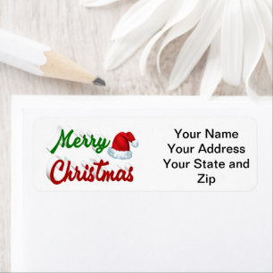 Merry Christmas Santa Hat red green script