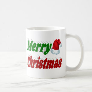 Merry Christmas Santa Hat typography Coffee Mug