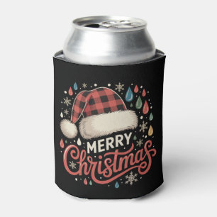 Merry Christmas Santa Hat Xmas Family Holiday Can Cooler