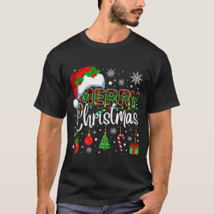 Merry Christmas Santa Hat Xmas Lights Family Men W T-Shirt