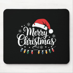 Merry Christmas Santa Hat Xmas Lights Red Family M Mouse Pad