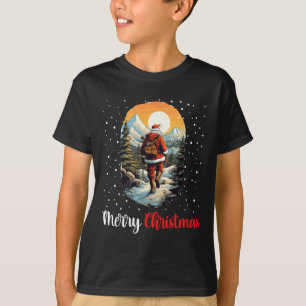 Merry Christmas Santa Hiking Trekking Mountain Lov T-Shirt