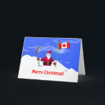 Merry Christmas Santa in Canada Holiday Card<br><div class="desc">A funny Canadian Christmas card with Santa Claus waist-deep in snow holding a snow shovel and the Canadian Flag beside him. The cover text, "Merry Christmas", can be changed. My customizable verse inside says: "Have a very jolly Christmas with snow that's not too deep. Hope you get lots of presents,...</div>