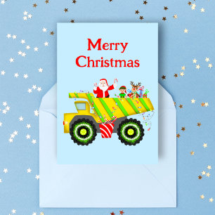 Merry Christmas Santa In Dump With Elf, Rudolph Card