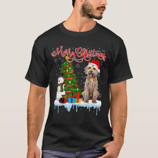 Merry Christmas Santa Labradoodle Light Xmas Tree T-Shirt