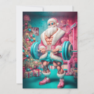 Merry Christmas   Santa Lifts More Than Gifts Holi Holiday Card
