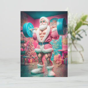 Merry Christmas Santa Lifts More Than Gifts Holiday Card