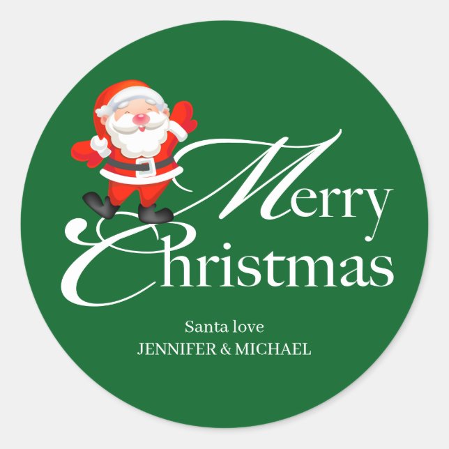Merry Christmas santa Love Classic Round Sticker (Front)