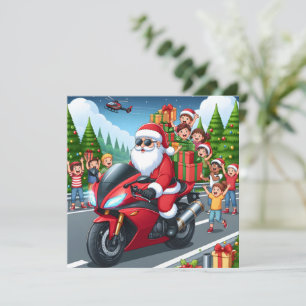 Merry Christmas Santa Motorcycle flat card