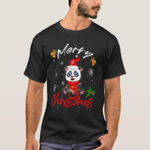 Merry Christmas Santa Panda Xmas Lights  Family Ki T-Shirt