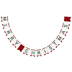 Merry Christmas Santa Pine Needles - Bunting Flags