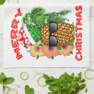 Merry Christmas Santa Pineapple Kitchen Towel