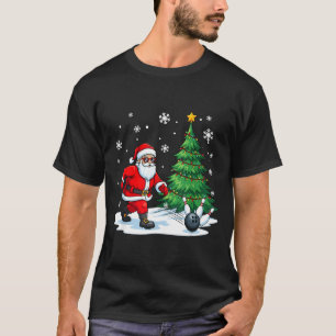 Merry Christmas Santa Playing Bowling Srt Lovers  T-Shirt
