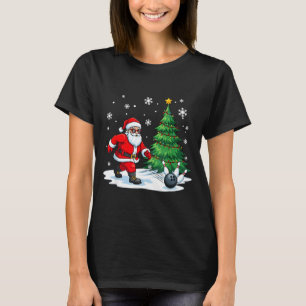 Merry Christmas Santa Playing Bowling Srt Lovers  T-Shirt