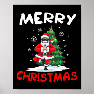 Merry Christmas Santa Playing Yoga Lover  Poster