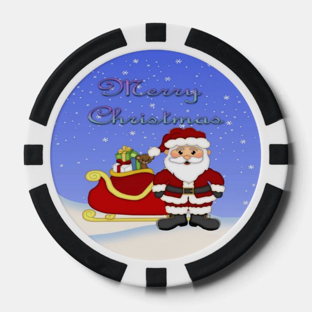 Merry Christmas Santa Poker Chips (Front)