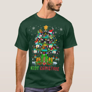 Merry Christmas Santa Police Cars Xmas Tree Light T-Shirt