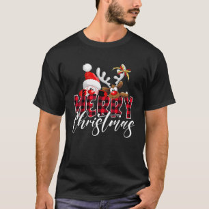 Merry Christmas Santa Reindeer Buffalo Plaid Famil T-Shirt