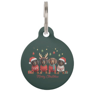 Merry Christmas Santa Reindeer Dachshund Weiner  Pet Tag