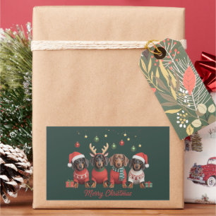 Merry Christmas Santa Reindeer Dachshund Weiner  Sticker